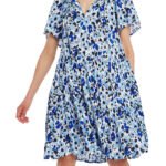 Animal Angel Sleeve Tiered Smock Dress