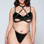 YesX YX871Q Hollow Cut Halter Bra Set Size XL - 2XL