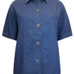 BLUE-DENIM Pure Cotton Short Sleeve Denim Shirt Size 16 - 20