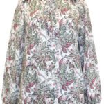 IVORY Paisley Print Frill Detail Keyhole Top Size 18 - 20