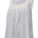 WHITE Pure Cotton Dobby Short Nightdress Size 14 - 26