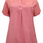 PINK Linen Blend Short Sleeve Top Size 10 - 20
