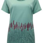 GREEN Short Sleeve Border Print Top Size 16 - 24