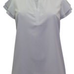 LIGHT-GREY Frill Sleeve Blouse Size 10 - 28