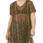 BROWN Animal Print Kaftan Tunic Size 24 - 30
