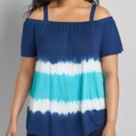 BLUE Tie Dye Cold Shoulder Top Size 22 - 32