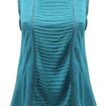 GREEN Sleeveless Ladder Trim Pintuck Top Size 18