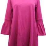 J.Jill MAGENTA Pure Cotton Shirred Bell Sleeve Top Size 10 - 30