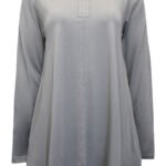 LIGHT-GREY Long Sleeve Panel Detail Tunic Top Size 10 - 32