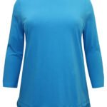 BLUE Pure Cotton Broderie Hem Top Size 16 - 32