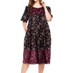 BLACK Mixed Print Short Lounge Pocket Dress Size M - 4XL