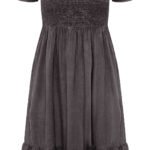 Curve BLACK Shirred Frill Hem Dress Size 16 - 18