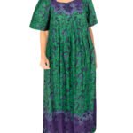 GREEN Border Print Long Pocket Lounge Dress Size 16/18 - 44/46
