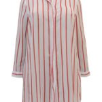 IVORY Sheer Striped Longline Shirt Size 14 - 28