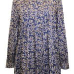 NAVY Floral Print Half Button Pintuck Tunic Size 14 - 20