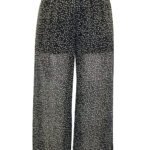 BLACK Mono Spot Wide Leg Chiffon Trousers Size 10 - 20
