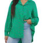 GREEN Spot Print Viscose Shirt Size 24 - 30