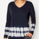 J.Jill NAVY Pure Cotton Tie Dye Relaxed Tee Size 10 - 30