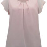 DUSTY-PINK Flutter Sleeve Bar Detail Woven Top Size 10 - 20