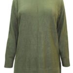 KHAKI GREEN Front Seam Detail Knitted Jumper Size 14 - 36