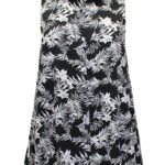 Curve BLACK WHITE Tropical Floral Sleeveless Swing Shirt Size