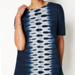 J.Jill NAVY Pure Cotton Tie Dye Short Sleeve Tee Size 10 - 30