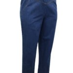 BLUE-DENIM Pure Cotton Pull On Straight Leg Denim Jeans Size 18 -22