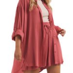 DUSTY-ROSE Crinkle Long Sleeve Shirt Size 12 - 18