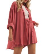 DUSTY-ROSE Crinkle Long Sleeve Shirt Size 12 - 18