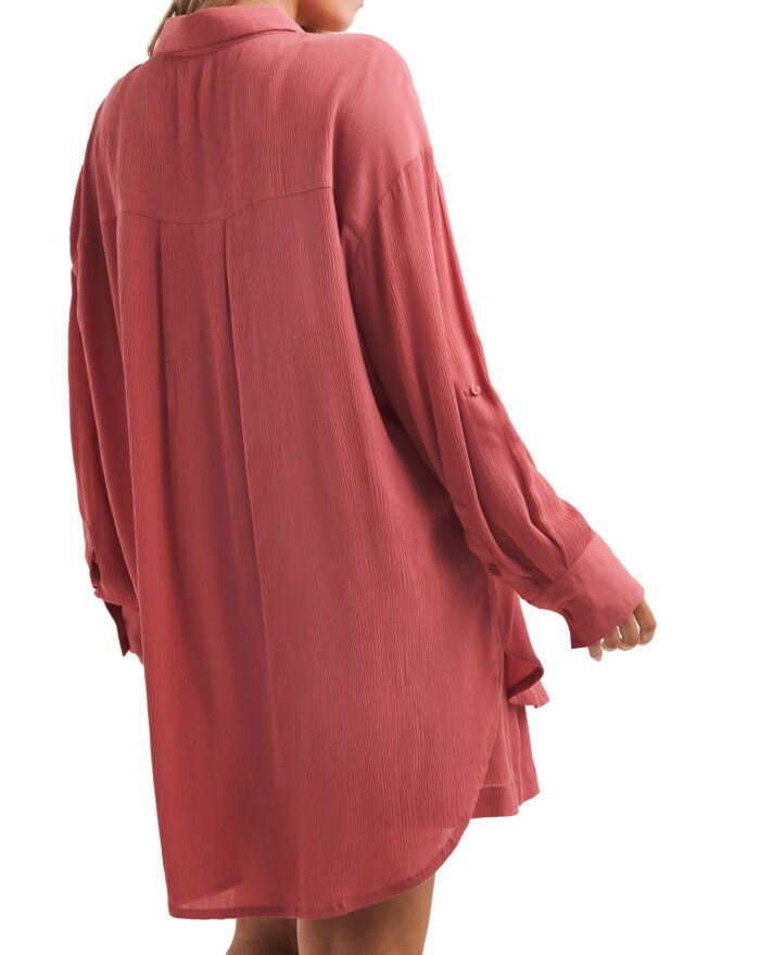 DUSTY-ROSE Crinkle Long Sleeve Shirt Size 12 - 18 - Image 3