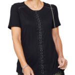 BLACK Studded Lace Insert Top Size 12 & 18 Only