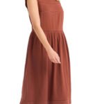 Burnt Sienna Pure Cotton Ladder Trim Midi Dress Size 20 - 28