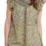 GREEN Ditsy Print Button Through Blouse Size 12 - 22