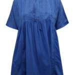 BLUE Embroidered Tassel Tie Smock Top Size 14 & 20