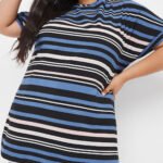 Striped Button Shoulder Boxy Top