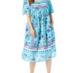 BLUE Mixed Print Short Lounge Pocket Dress Size 16 - 38