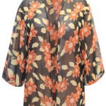 BLACK Floral Print Boxy Kimono Size 16 & 26