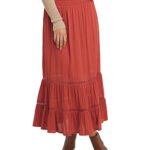 CINNAMON Ladder Trim Crinkle Midi Skirt Size 14 - 18