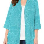 AQUA Dotted Paisley 3Q Sleeve Opaque Crepe Timeless Blouse Size 16 - 40