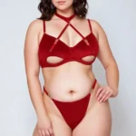 YesX YX872Q Hollow Cut Halter Bra Set Size XL -2XL