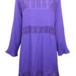 Clothing Obsessed Company ULTRA-VIOLET Long Sleeve Lace Panelled Dress Size 18 - 28
