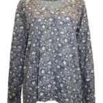 GREY Cotton Blend Star Print Hanky Hem Crinkle Tunic Size 10 -28