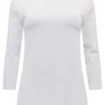 WHITE Cotton Rich Slim Fit 3/4 Sleeve Top Size 10 - 24