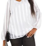 IVORY V-Neck Stripe Blouse Size 12 - 32