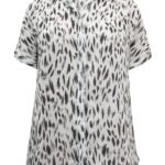 IVORY Printed Sheer Dipped Hem Shirt Size 10 - 32
