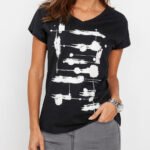 BPC BLACK/WHITE Pure Cotton Abstract Print T-Shirt Size 14 - 28