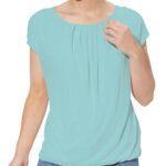 MINT Modal Blend Pleat Detail Mesh Sleeve Top Size 10 - 28