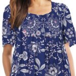 Evening Blue Vines Mixed Print Short Lounge Pocket Dress Size 16 - 42