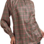 MULTI Check Print Satin Top With Keyhole