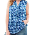 BLUE Navy Texture Tie Dye Tab Front Shirt Size 24 - 42